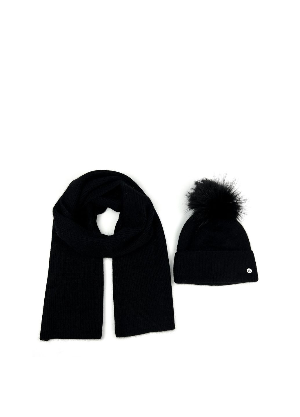 Набор шапка с помпоном + шарф женский ангора черный GILL LuckyLOOK 284-272 (290278282)