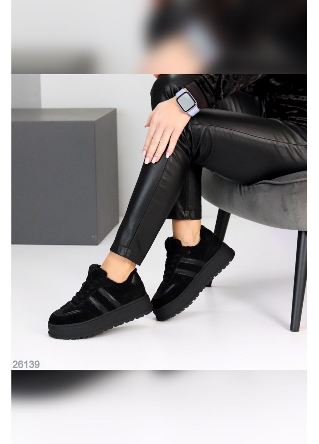 Зимові жіночі кросівки No Brand чорні зими (372749202)