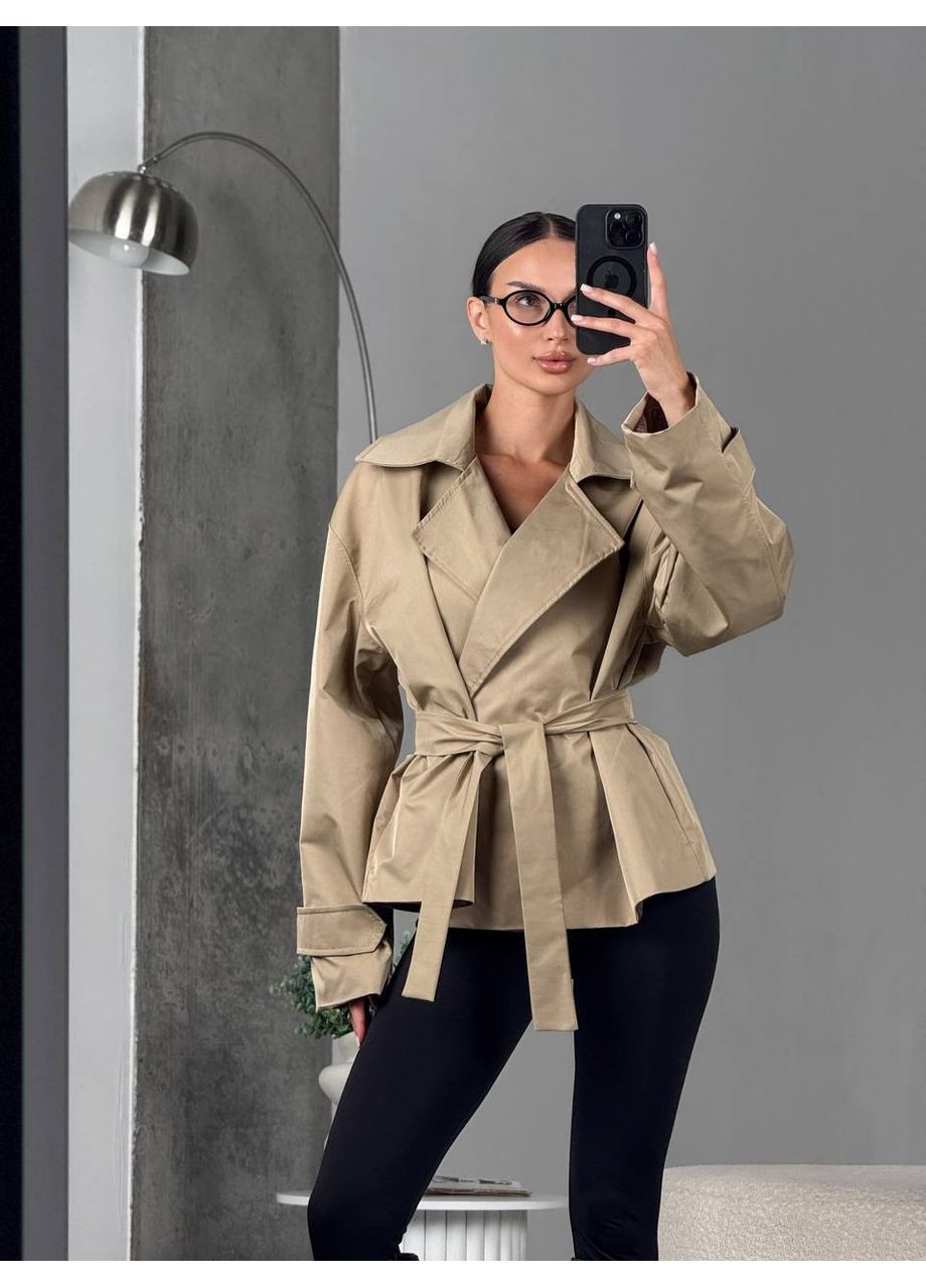 Укорочений тренч у трьох базових кольорах з коттон-парки — заміри в описі DK/DL Мода без кордонів на зав'язках демісезон (361783296)