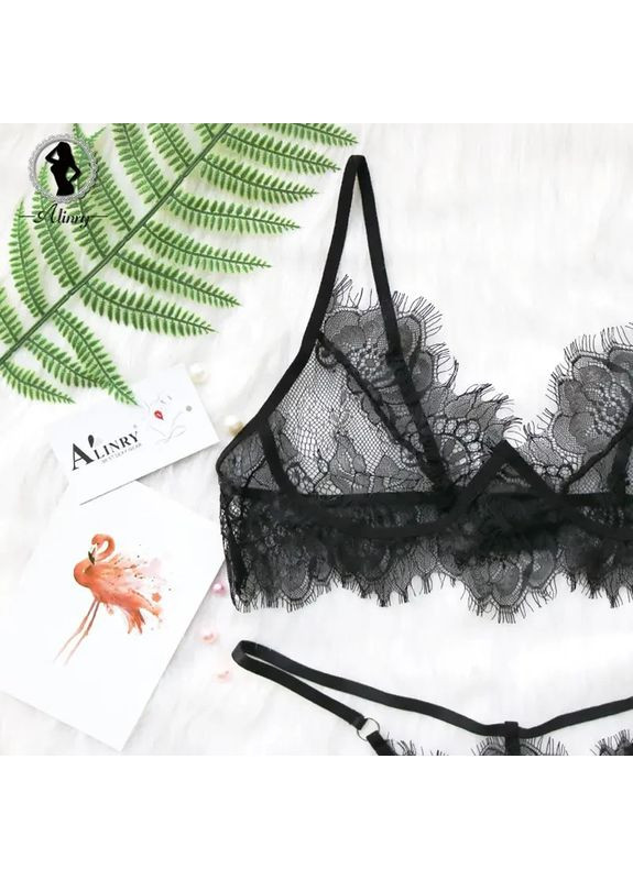 Черный демисезонный сексуальный комплект нижнего белья из мягкого кружева alinry. эротическое женское нижнее белье для обольщения China