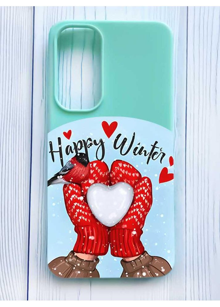 Mатовий бірюзовий чохол на Samsung Galaxy A35 (A356) Сніжок сердечко (принт 192) Creative (362970402)