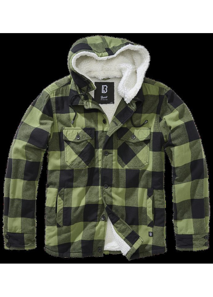 Оливковая куртка рубашка с тедди подкладом Brandit