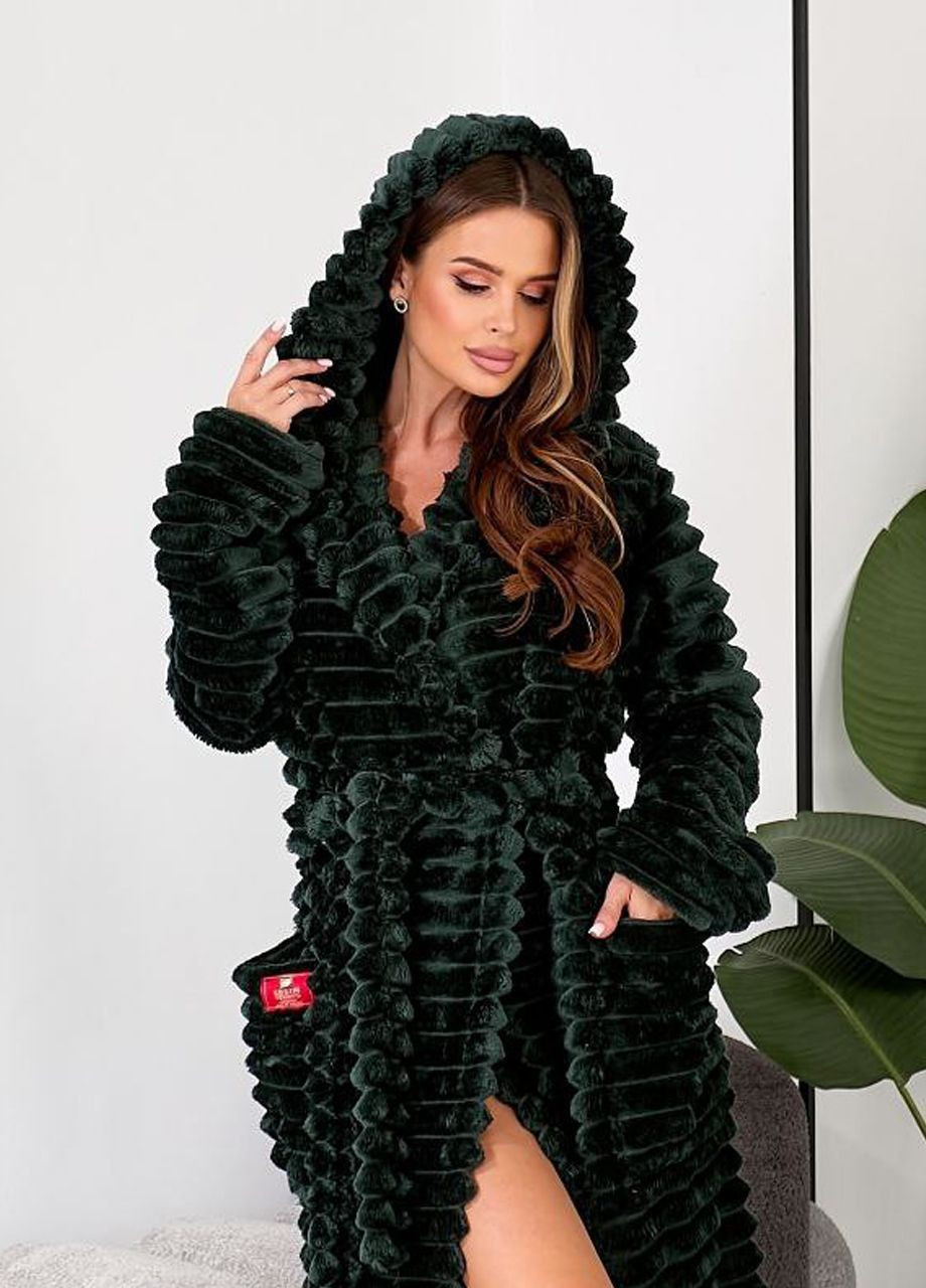 Женский махровый халат миди с капюшоном Selim-tekstil (370143784)