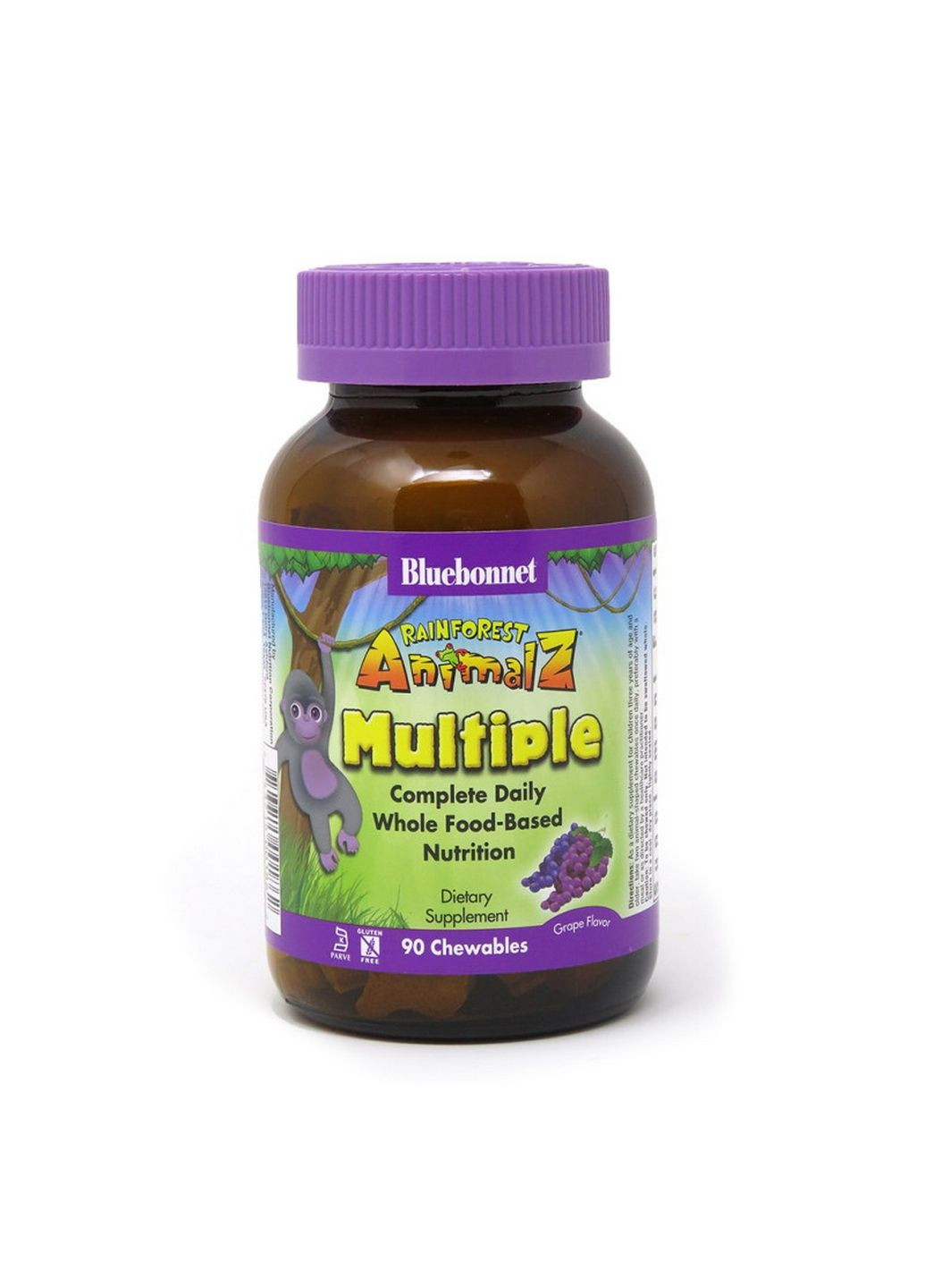 Витамины и минералы Rainforest Animalz Multiple, 90 жевательных таблеток Виноград Bluebonnet Nutrition (293338128)