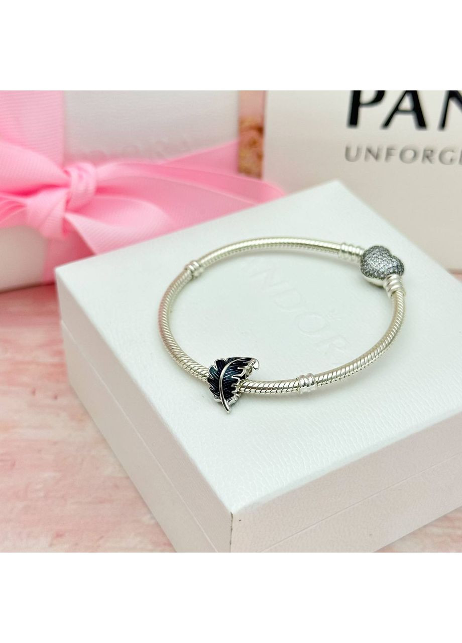 Срібний шарм Пандора "Синє вигнуте пірʼячко" 792576C01 Kabluchka (355348621)