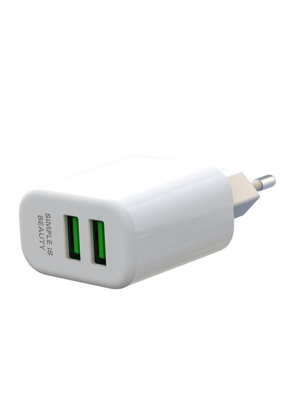Мережевий зарядний пристрій L85C адаптер 2USB 2.4A + Micro white XO (333827855)