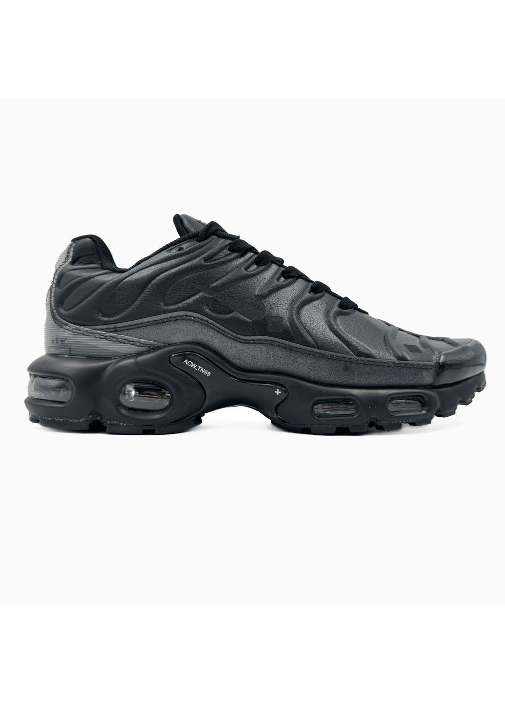 КРОСІВКИ ЖІНОЧІ NIKE AIR MAX TN PLUS BLACK LEATHER NIK-0480 НАЙК АІР МАКС ТН ПЛЮС No Brand чорні демісезони (367167792)