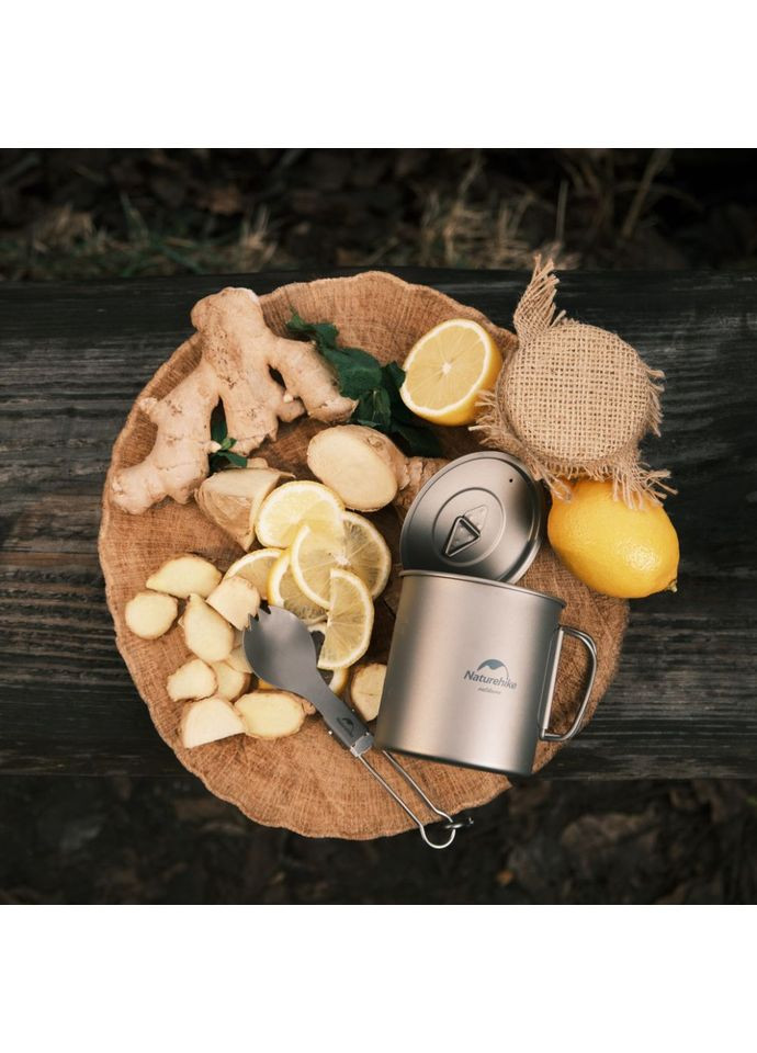 Ложко-виделка титанова складана NH19C001-J сіра з мішечком (A-017054) Naturehike (321107432)