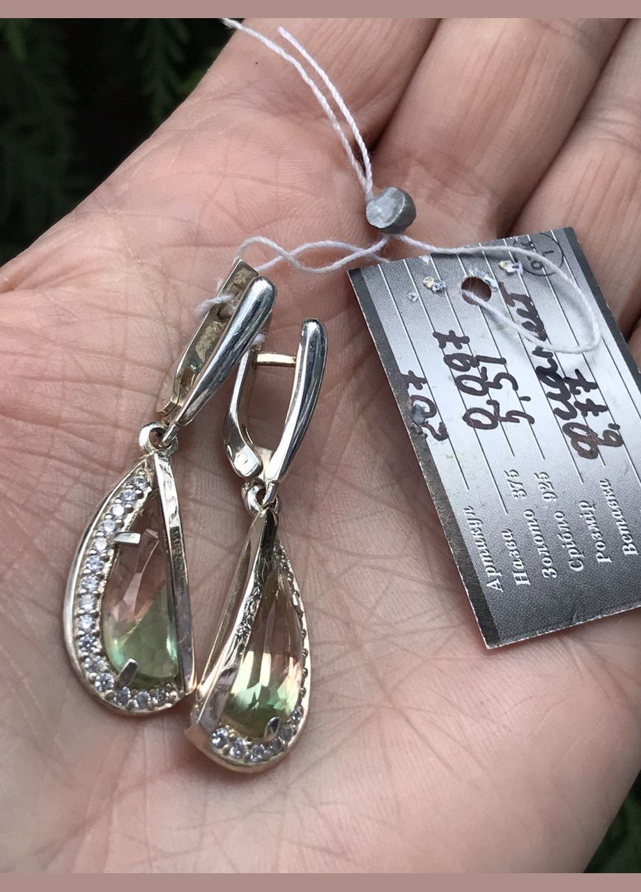 Сережки срібні із золотом та мультифіанітом м207с No Brand (316397568)