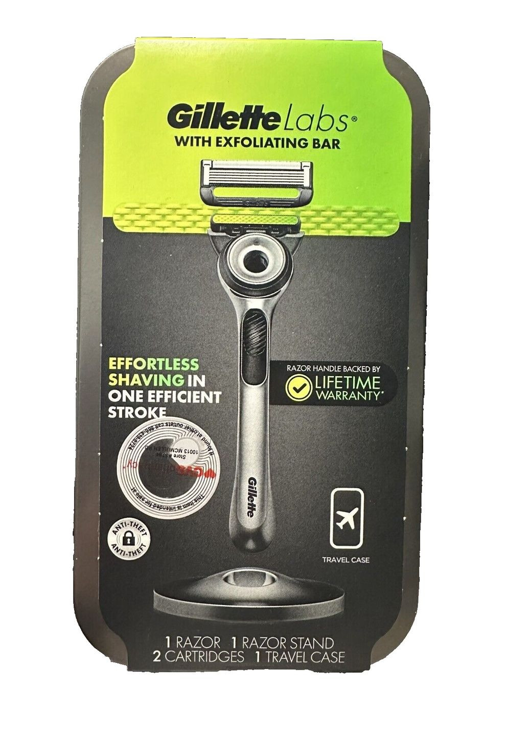 Бритва Labs з відлущувальною смужкою з підставкою і дорожнім футляром 2 картриджа Gillette (278773546)