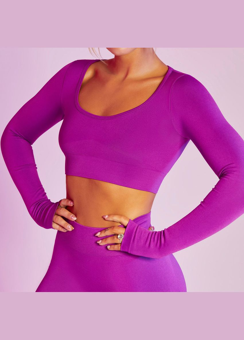 Комплект для фітнесу (спортивний костюм) рашгард та велосипедки 8832 L фіолетовий Fashion (336547438)