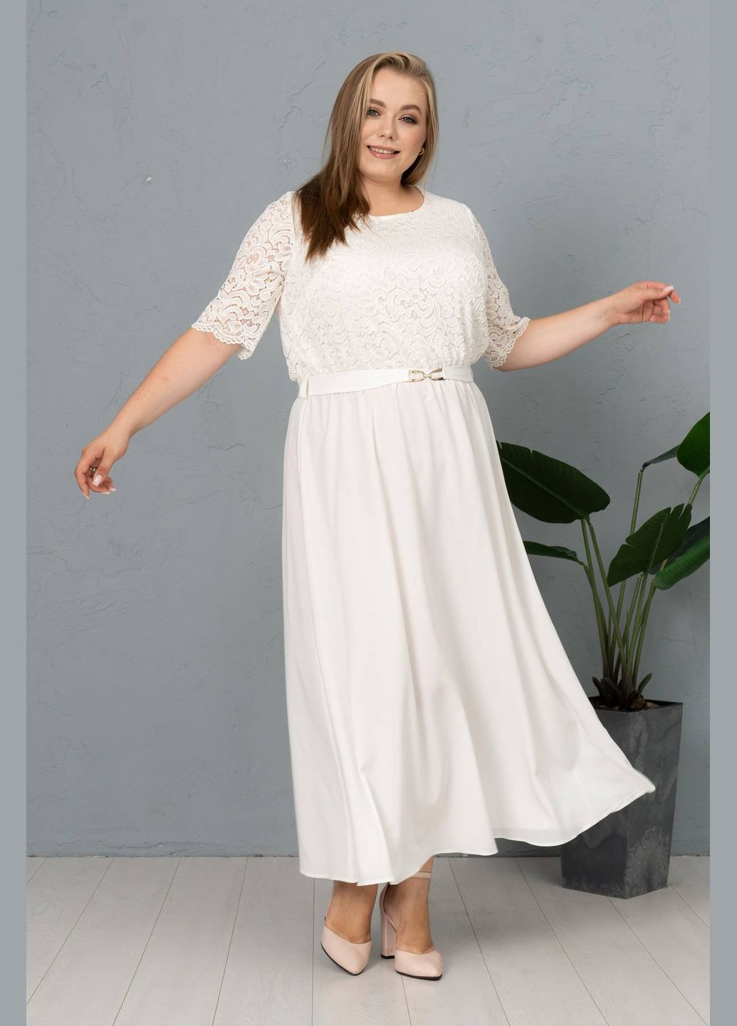 Молочное вечернее длинное платье дарина молочное 56 Tatiana