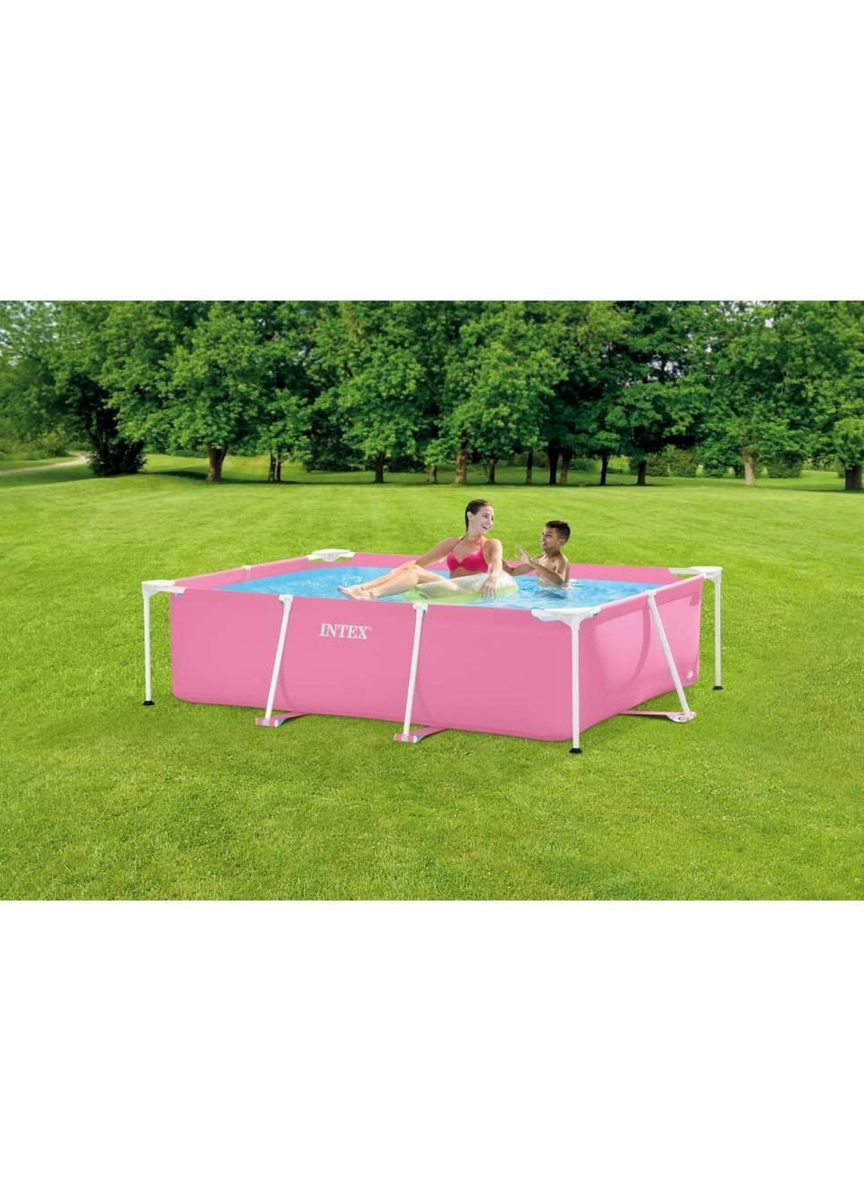 Каркасний басейн 220 x 150 x 60 см 28266 Pink Rectangular Frame Pool Intex (342109654)