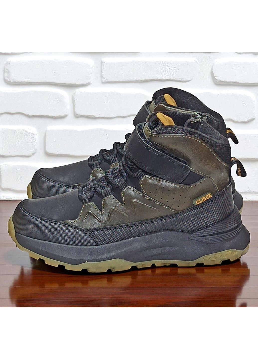 Утеплені демісезоні підліткові черевики хайтопи на липучці для хлопчика підлітка на флісі Клібі Clibee (362200609)
