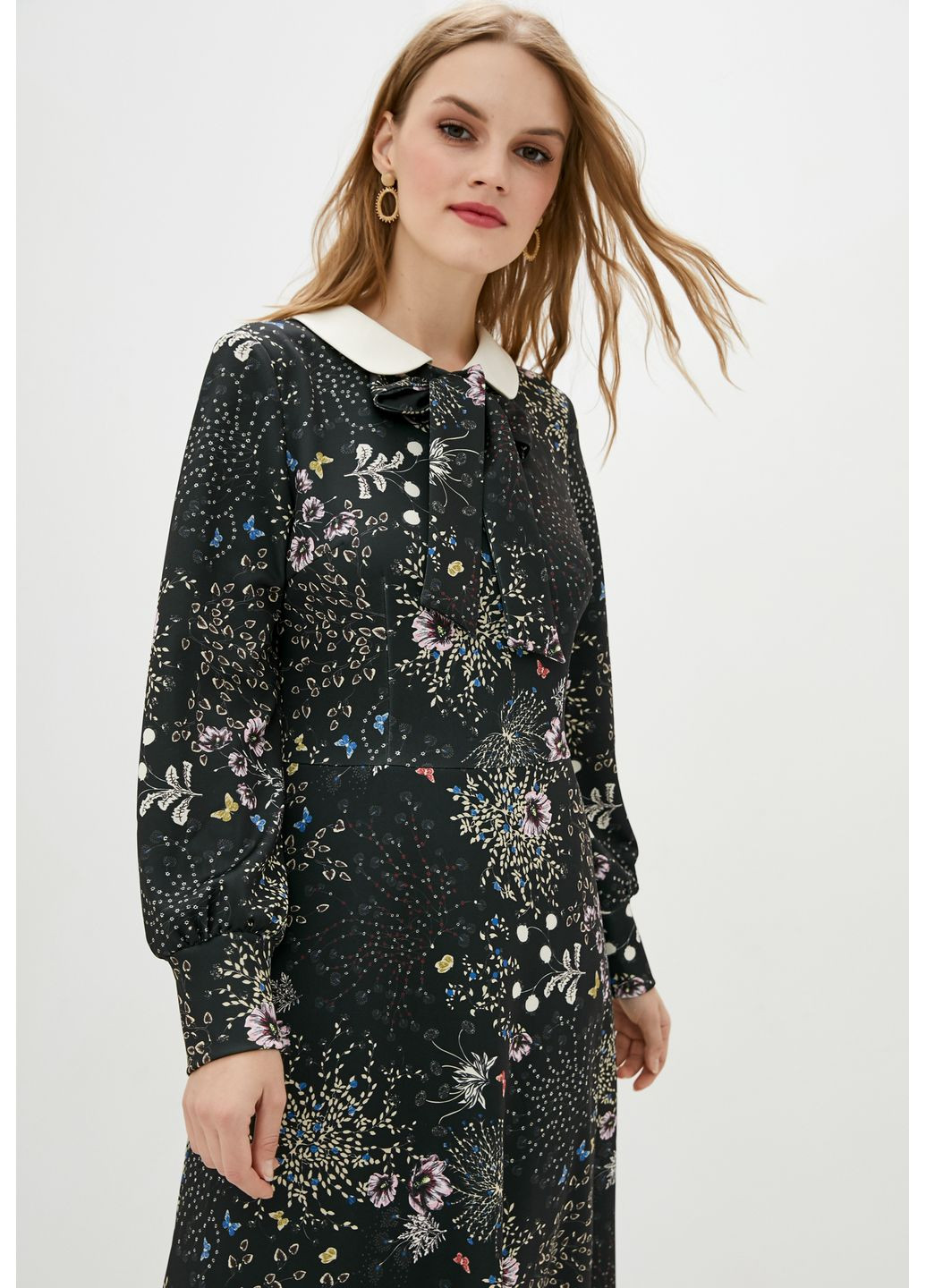 Комбінована стильна сукня міді з молочним коміром - ua42 / eu36 Iren Klairie