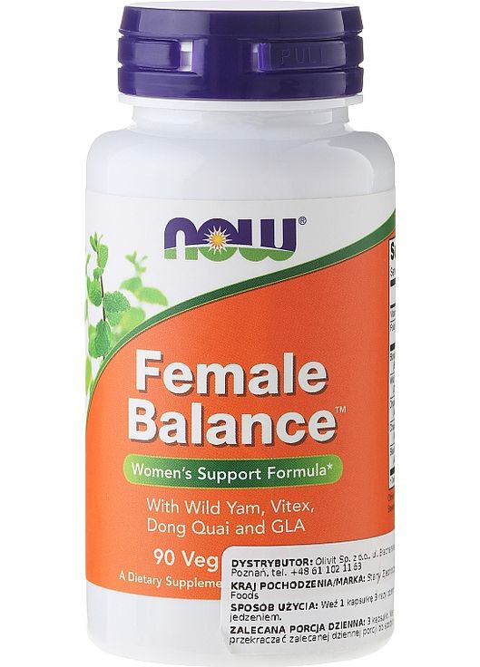 Сбалансированный комплекс в капсулах для женщин Female Balance 90шт (714483-34213494) Now Foods (368637928)