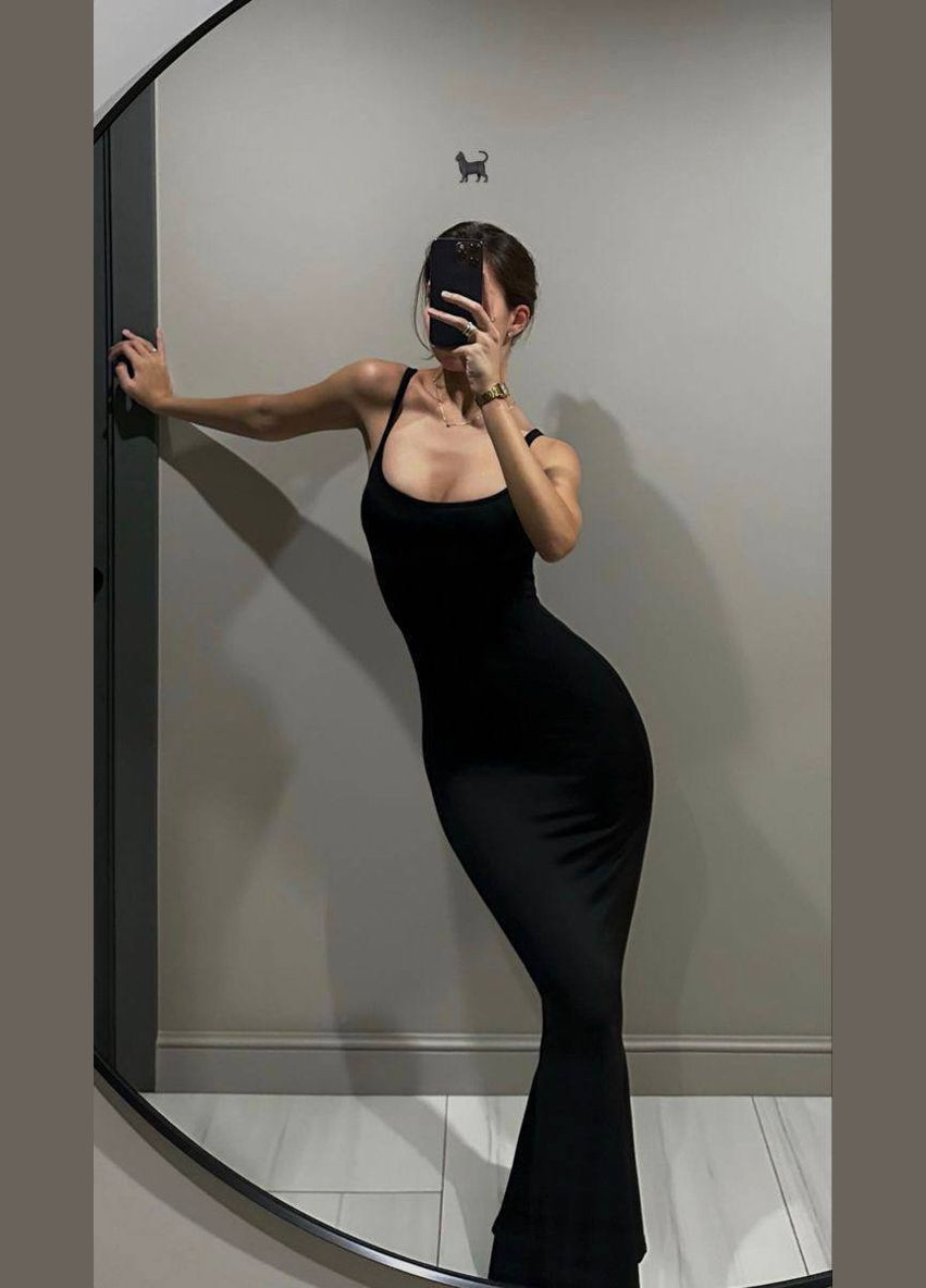 Черное коктейльное женское платье вискоза No Brand