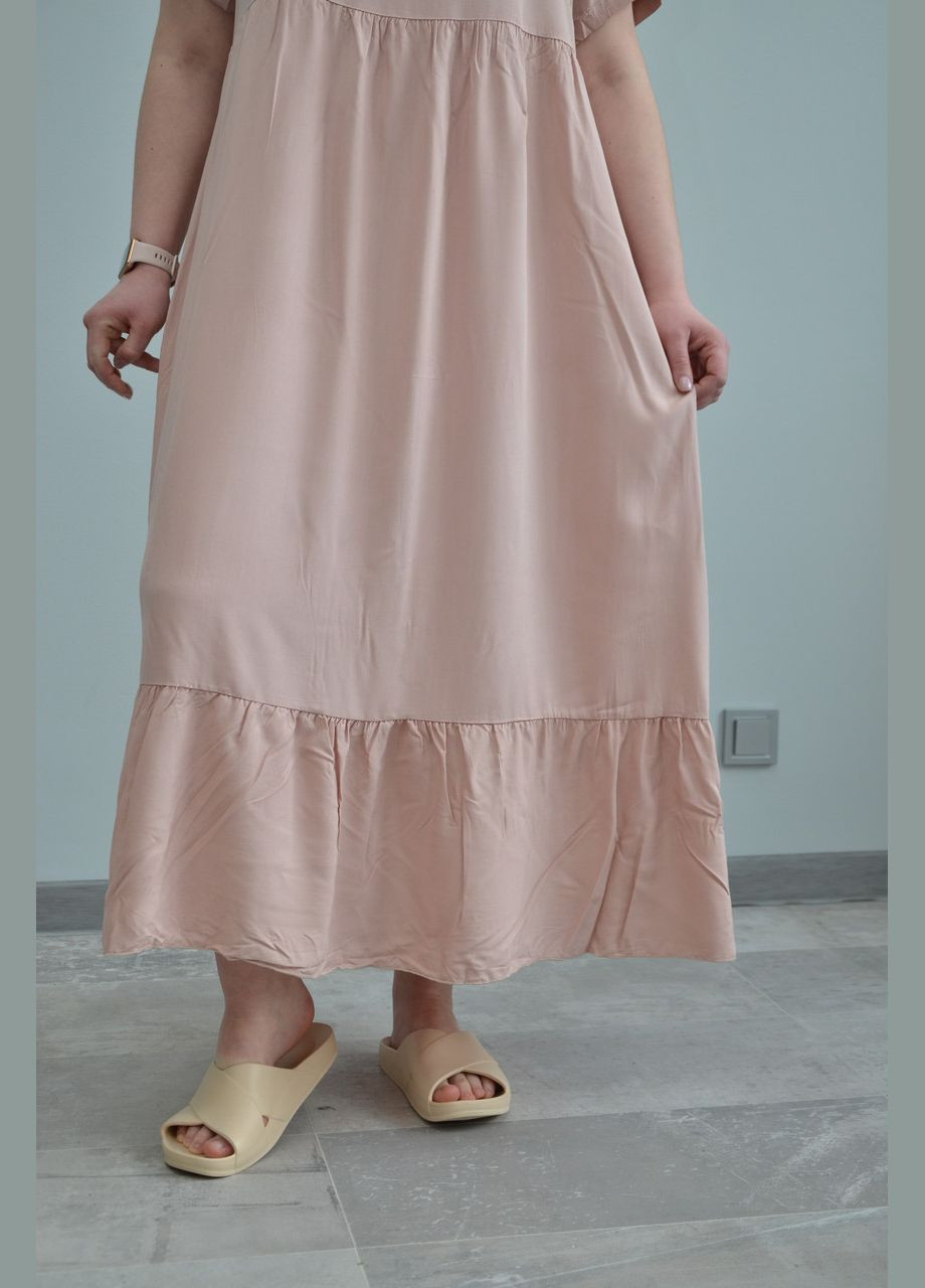 Розовое женское платье, короткий рукав (разные цвета), No Brand однотонное