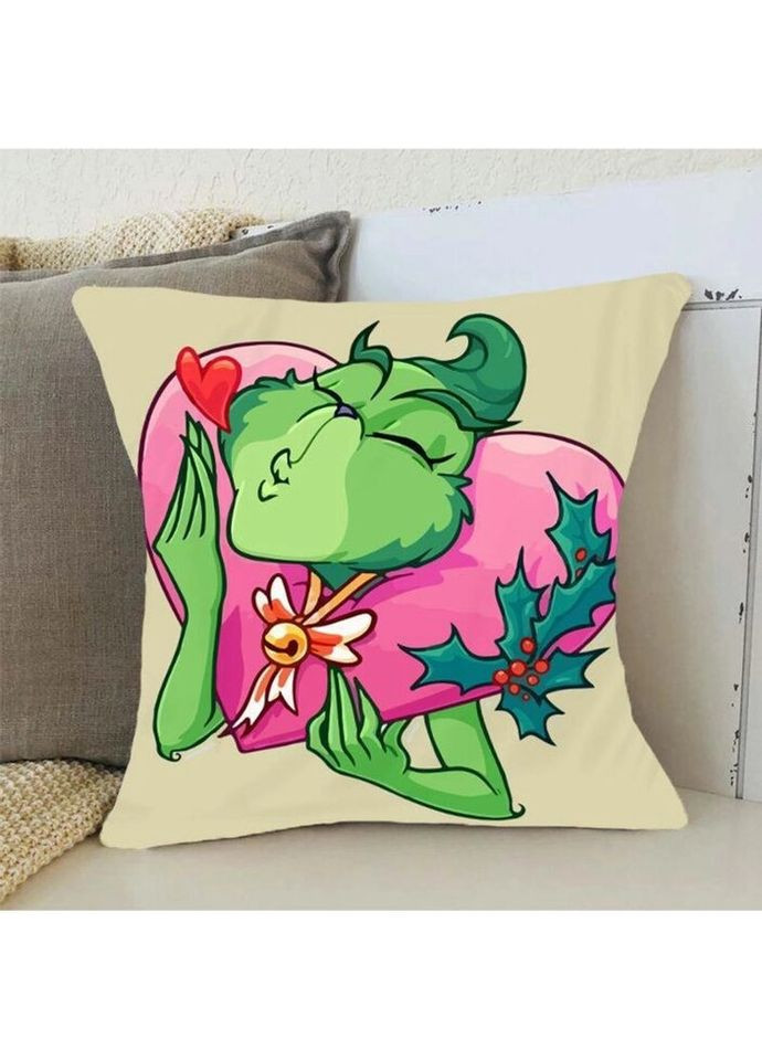 Подушка 3D новорічна Люблячий Грінч №2 3173_D 15362 35х35 см Fashion (297158885)