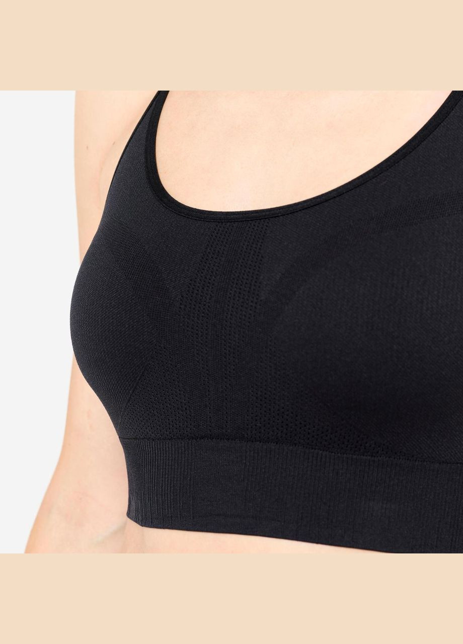 Спортивный топ с легкой поддержкой черный Decathlon (370368848)