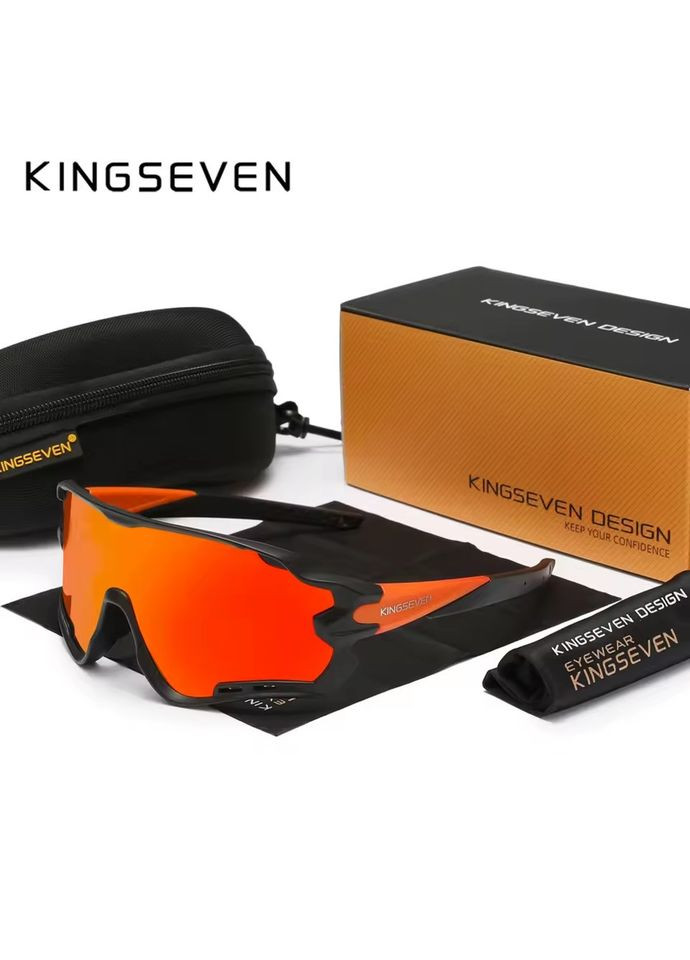 Протиударні поляризаційні сонцезахисні окуляри для велоспорту LS911 Orange Red KINGSEVEN (359397233)