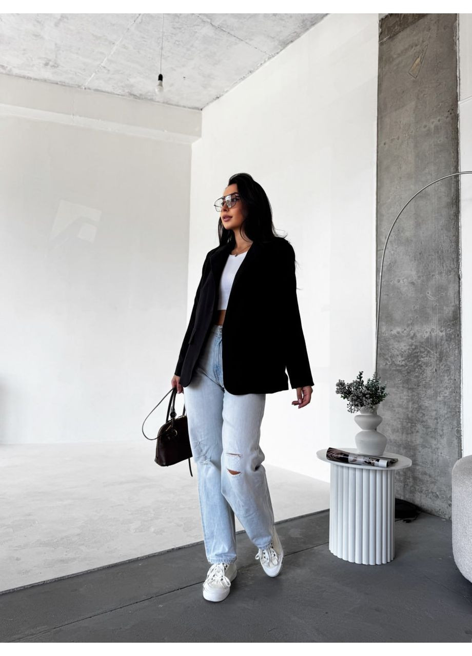 Черный женский женский классический пиджак Avanti однотонный - всесезон