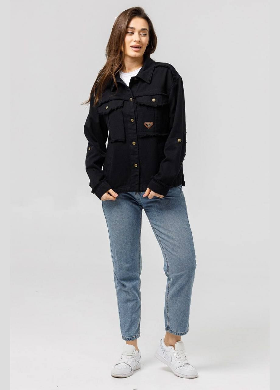 Чорна демісезонна джинсова куртка YLANNI