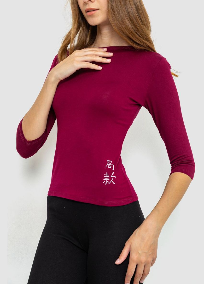 Бордовая футболка женская с удлиненным рукавом Ager 186R304