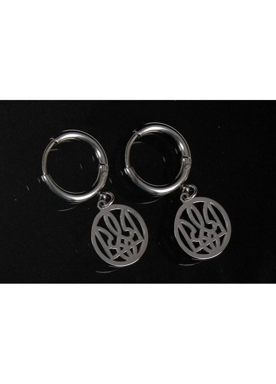 Серьги герб Украины трезубец сталь родий Xuping Jewelry (370792346)