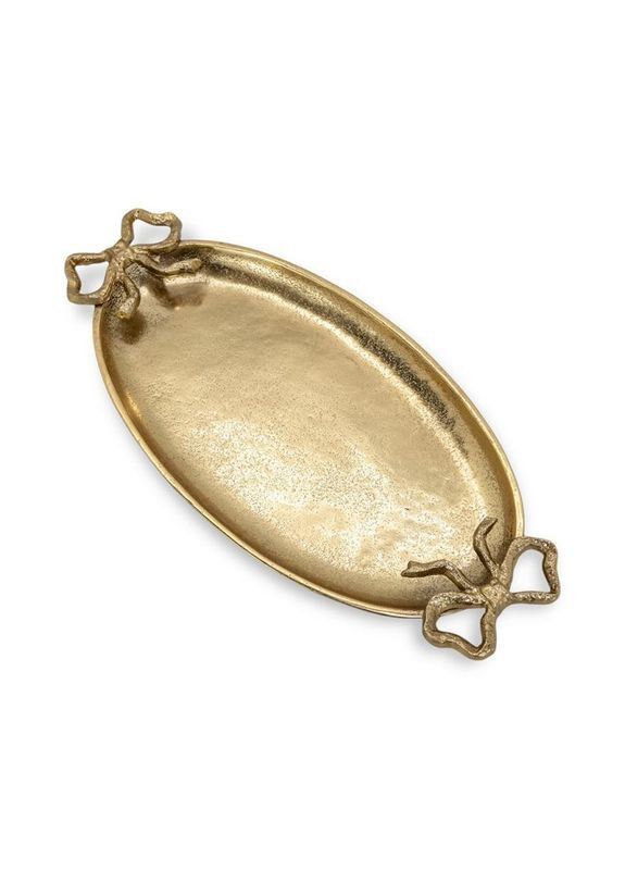 Разнос овальный алюминиевый Бантики, золото 2,8х19х40 см. Home Decor (366871009)