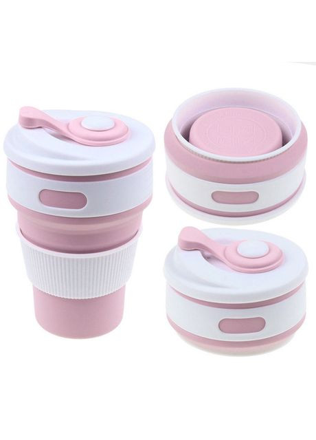 Складывающаяся силиконовая чашка Collapsible. Розовая No Brand (337347215)