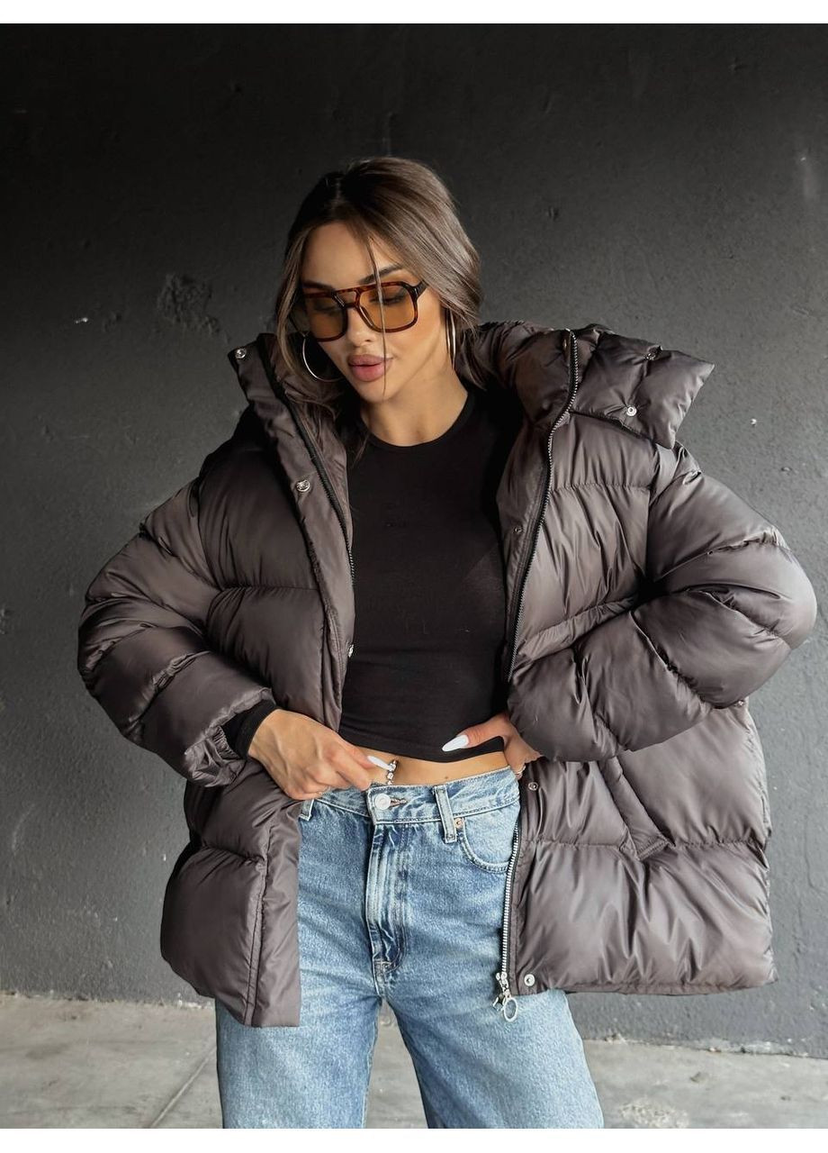 Коричневый демисезонный Пуховик Style Point