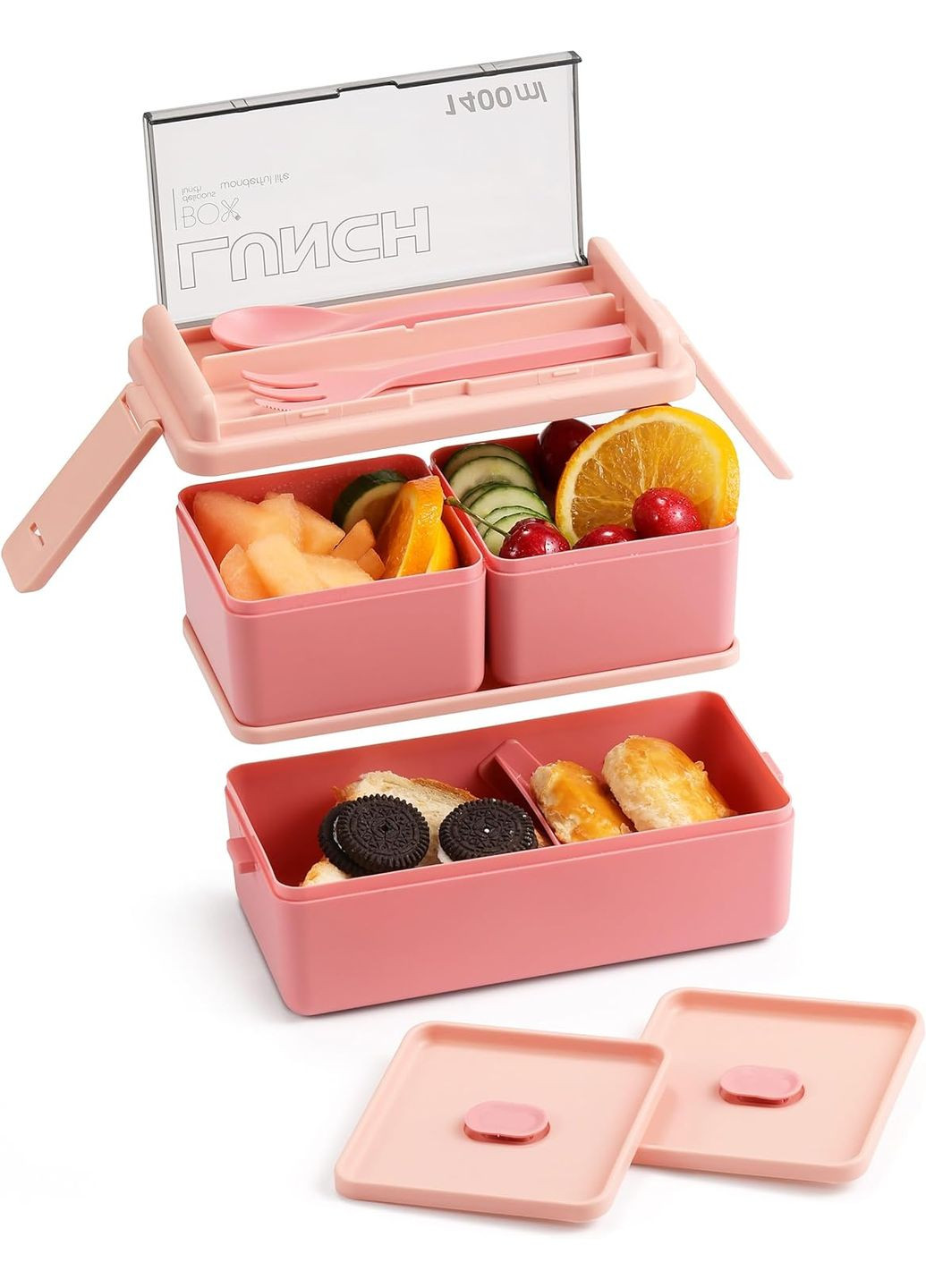 Ланч набір 4в1 Ланч-бокс з приладами на 1400мл, супницею і термосумкою - рожевий More (317253916)