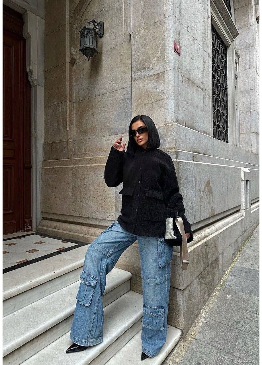 Черная демисезонная стильная длинная куртка с воротником-стойкой куртка-пальто Sobe