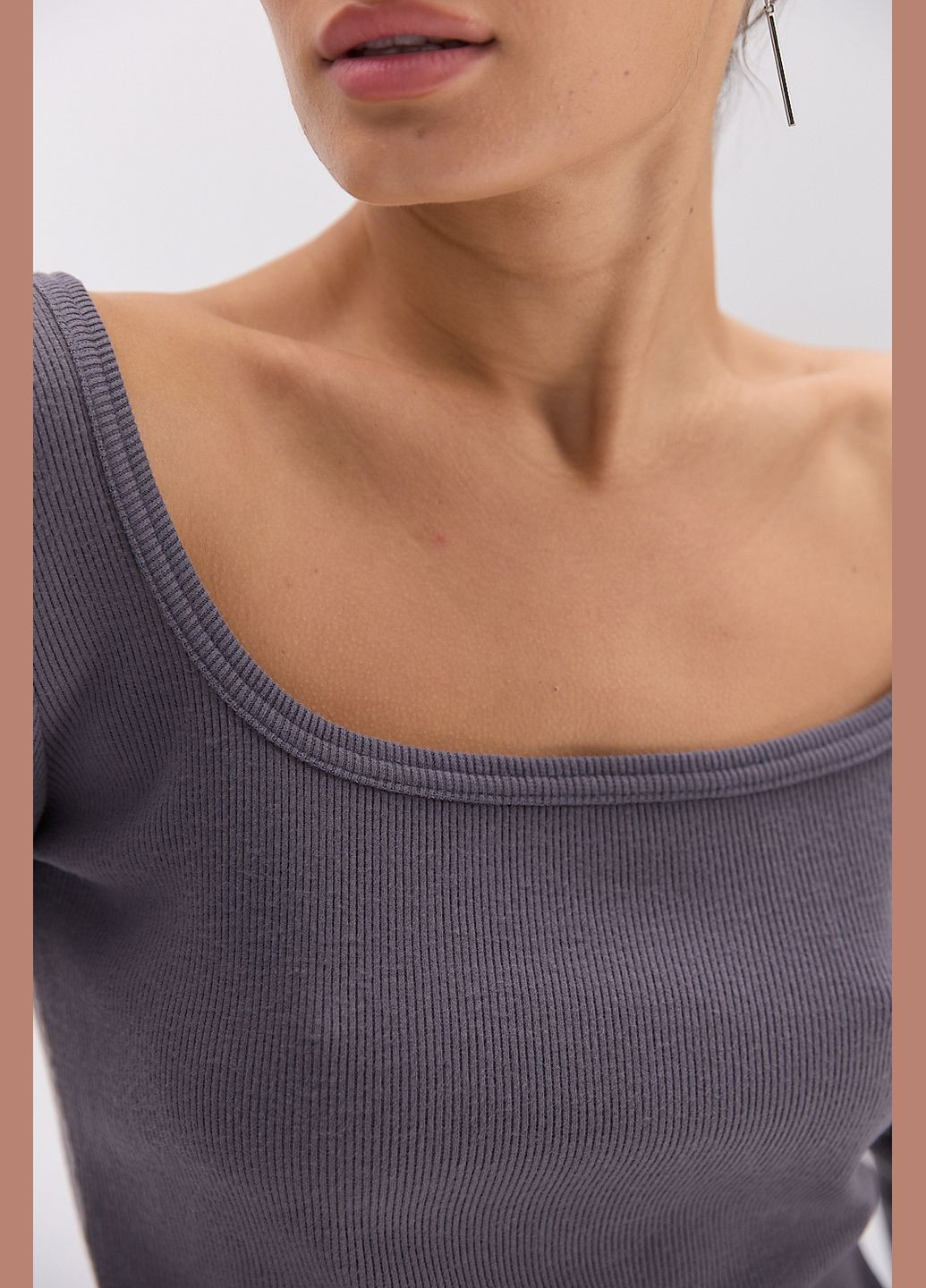 Жіночий лонгслів у рубчик з квадратною горловиною Arjen (316575478)