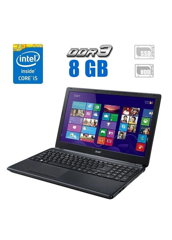 Ноутбук Aspire E1-572G / 15.6" (1920x1080) TN / Intel Core i5-4200U (2 (4) ядра по 1.6 - 2.6 GHz) / 8 GB DDR3 / 256 GB SSD + Acer (398131179)