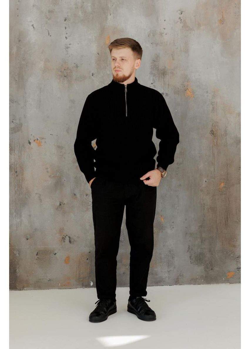 Чорний демісезонний чоловічий светр на блискавці artknit (ak38812p) Art Knit
