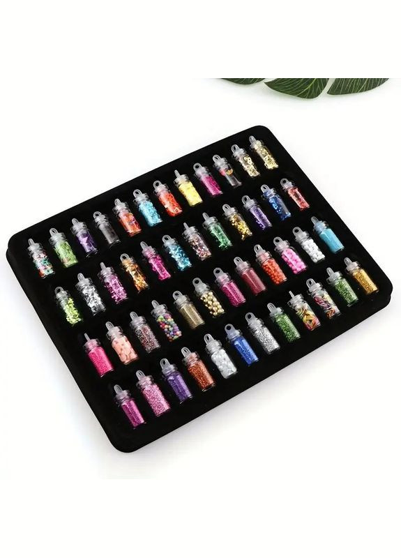 Набір декору та гліттерів для манікюру, 48 шт у скляних пляшечках China (322871962)