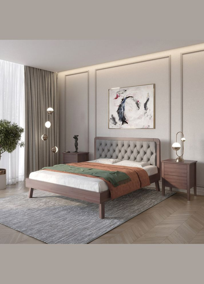 Двуспальная деревянная кровать Токио/Аляска 93 (Серый) 160х200 см (MBG-4805) Mebigrand (368283195)