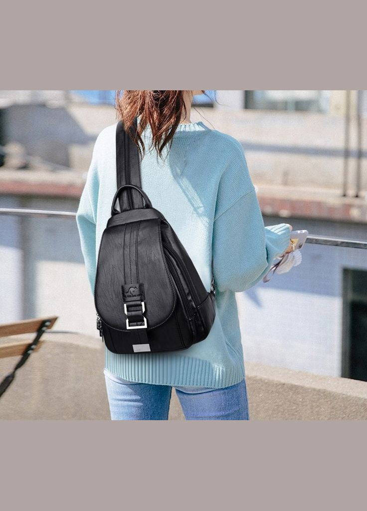 Жіночий міський рюкзак бананка Кенгуру, рюкзачок на плечо для жінок чорний OEM (332211911)