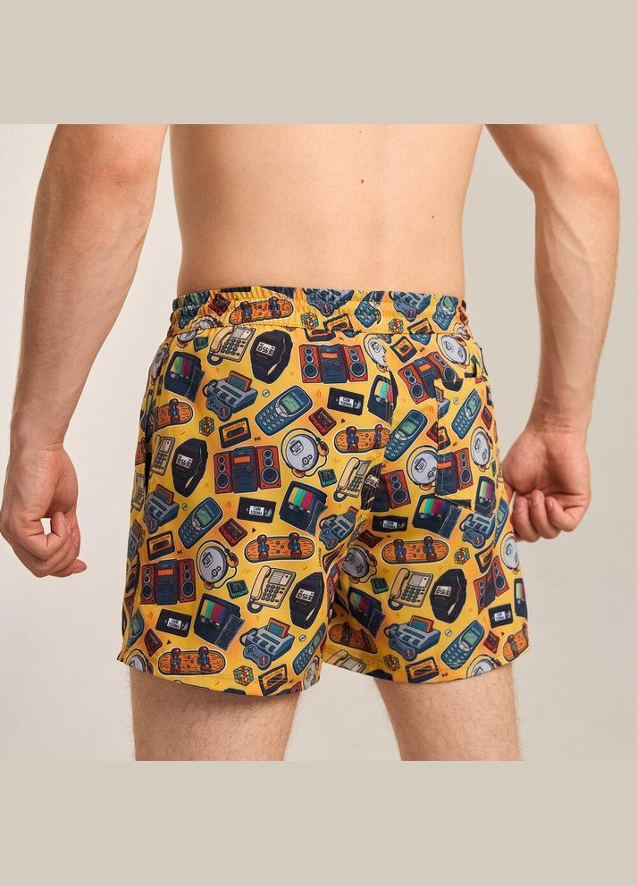 Чоловічі пляжні шорти літні жовті з принтом Freedom (347149565)