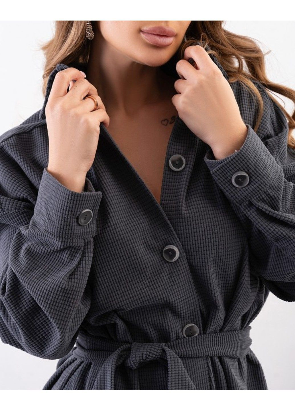 Сіра повсякденний сукня sa-496 l/xl темно-сірий ISSA PLUS