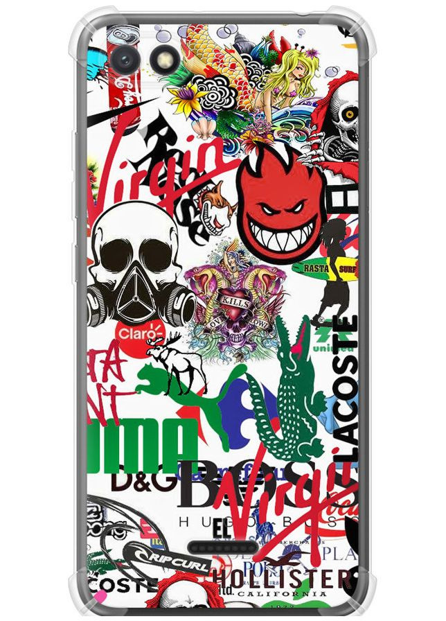 Силіконовий протиударний с посиленими кутами чохол 'Many different logos' для Endorphone Xiaomi Redmi 6A (322504237)