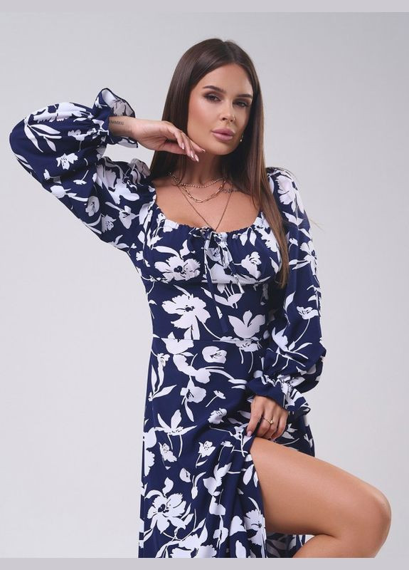 Темно-синее платье sa-559 темно-синее ISSA PLUS однотонное