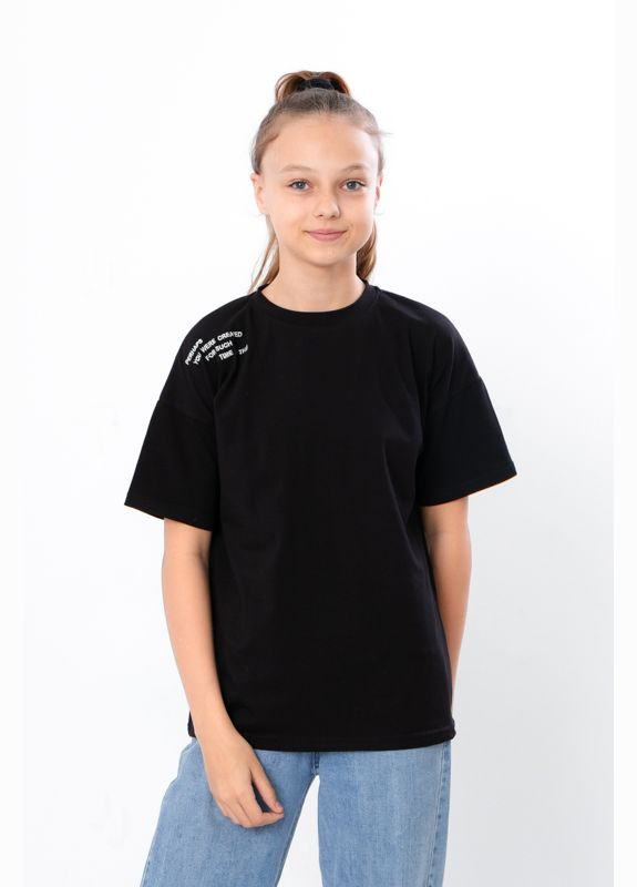 Черная летняя футболка для девочки (подростковая) Носи своє