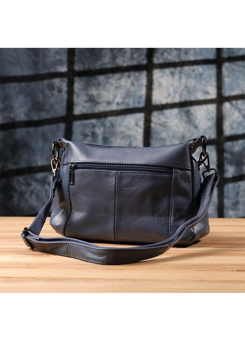 Сумка крос-боді через плече з натуральної шкіри жіноча середня Синій 40342 Vintage (361970393)