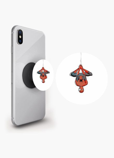 Попсокет держатель для смартфона (Popsockets) Человек-паук Черный No Brand (302084537)