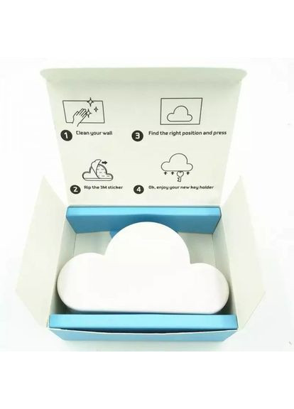 Настенная ключница в форме облака на клейкой основе с магнитным держателем 10х5,5 см Белый 00332 UKC (367958471)