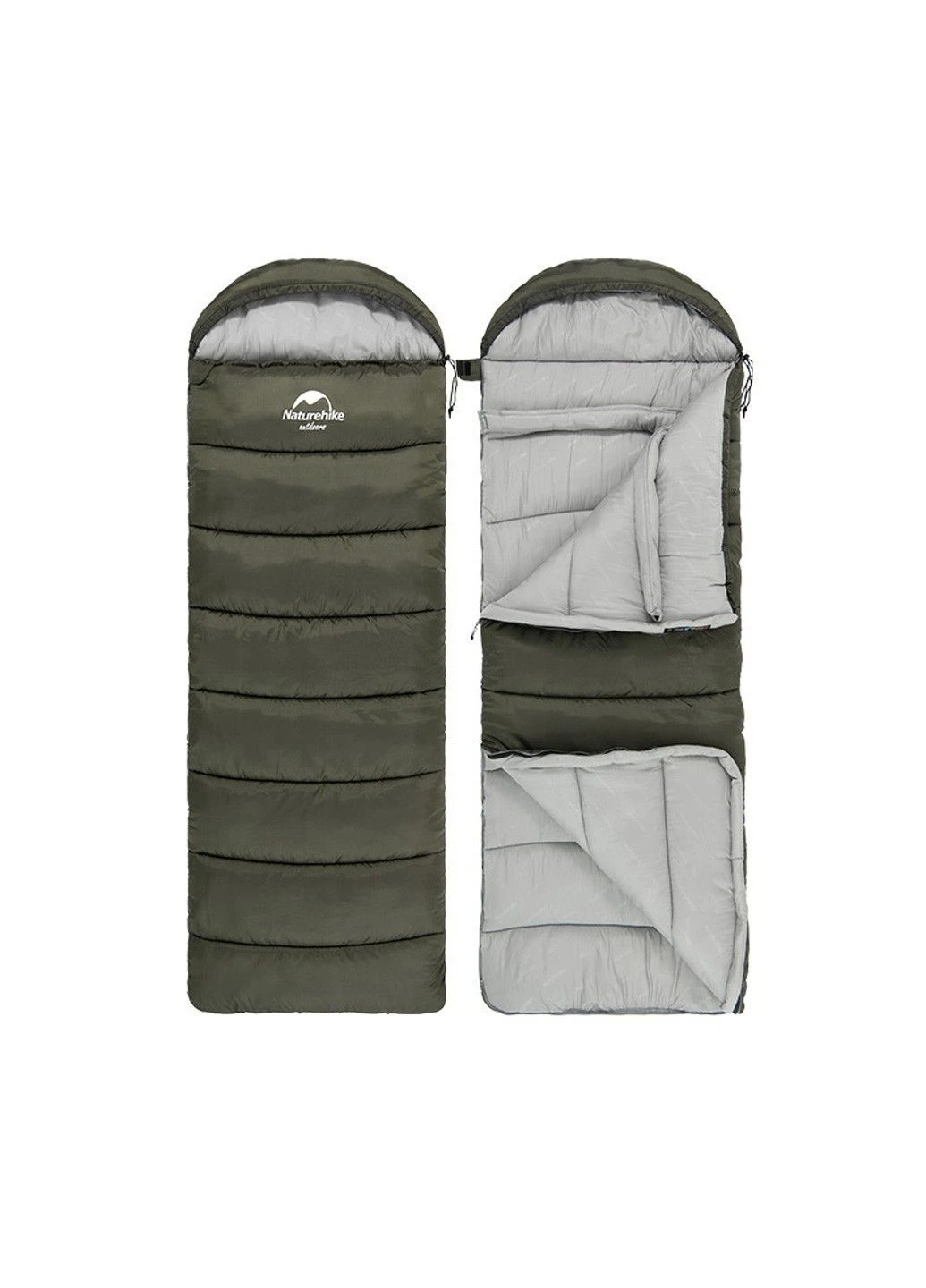 Спальний мішок з капюшоном Naturehike U250 NH20MSD07 (6°C) лівий (Темно-зелений) No Brand (332634787)