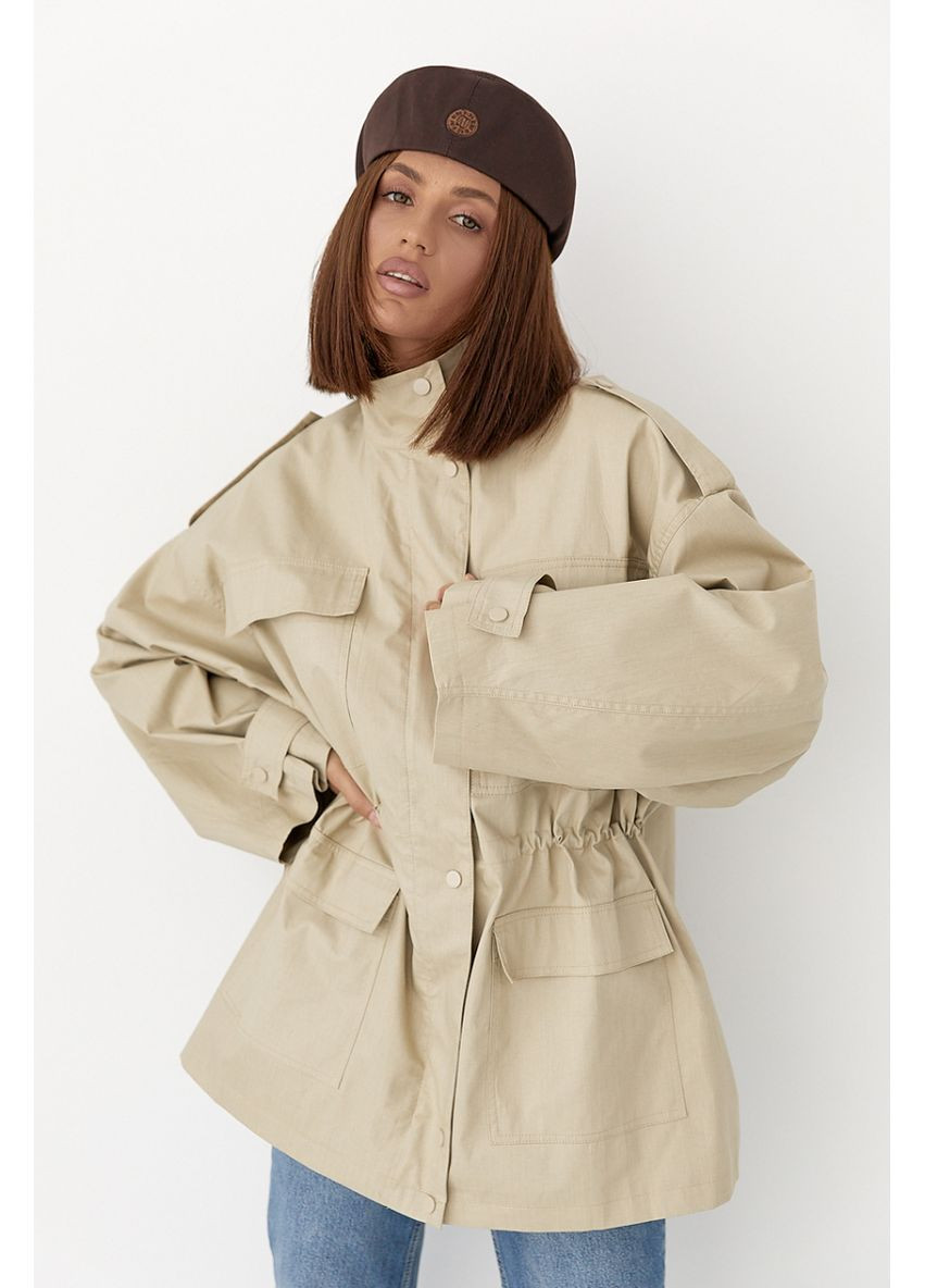 Бежева демісезонна подовжена жіноча вітрова куртка Lurex Куртка